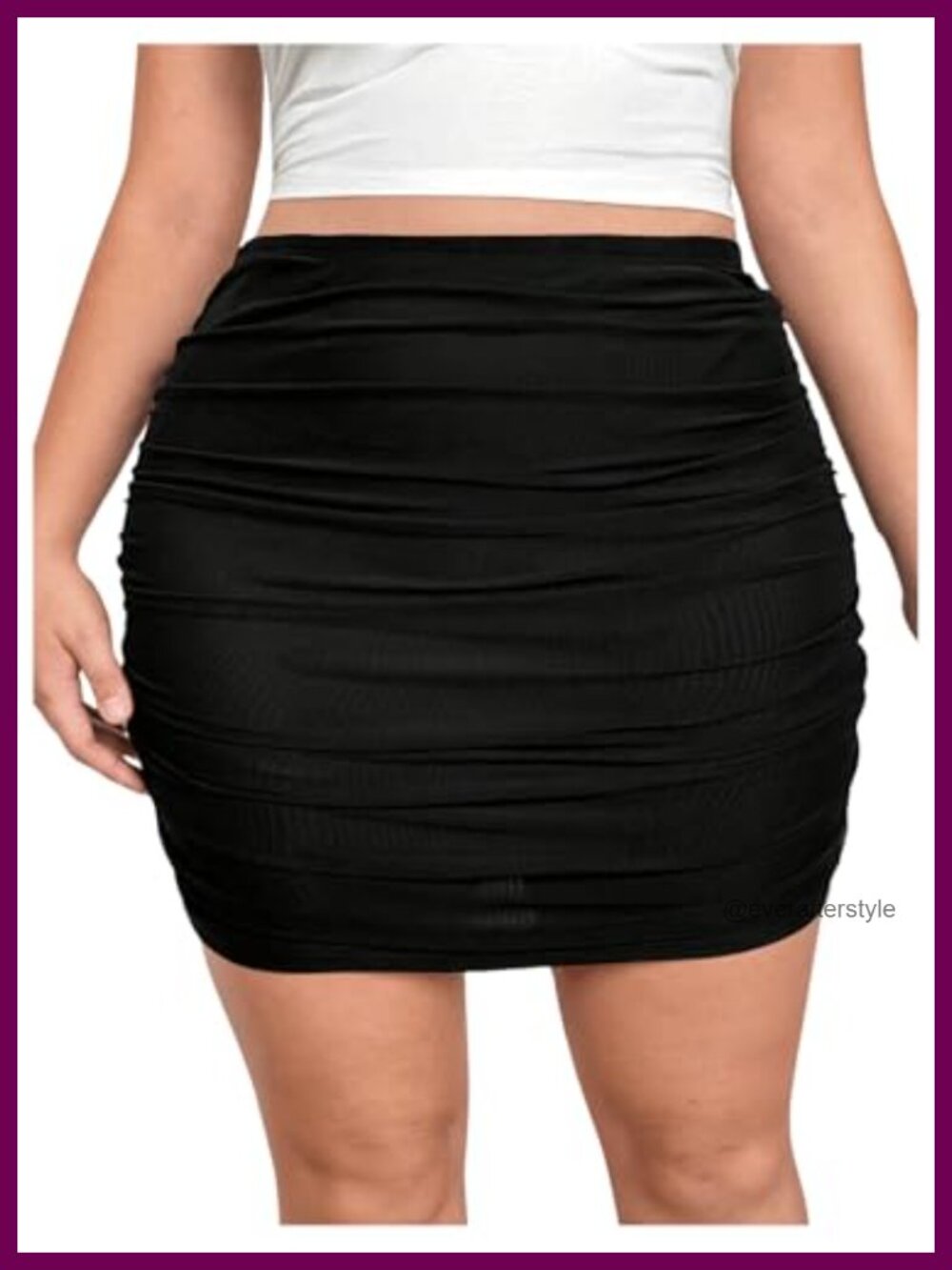 Plus Size Ruched Bodycon Mini Skirt High Waist Stretch Office Wear